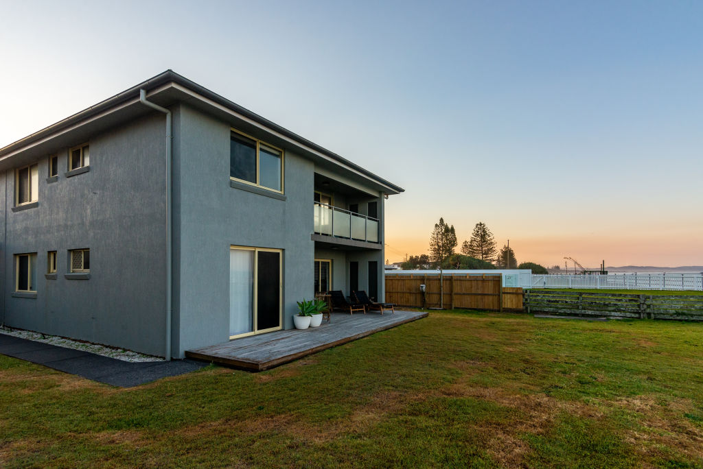 Dr Syd Bader's apartment opens to a level lawn on Seven Mile Beach at Lennox Head. Photo: Ben Aboody