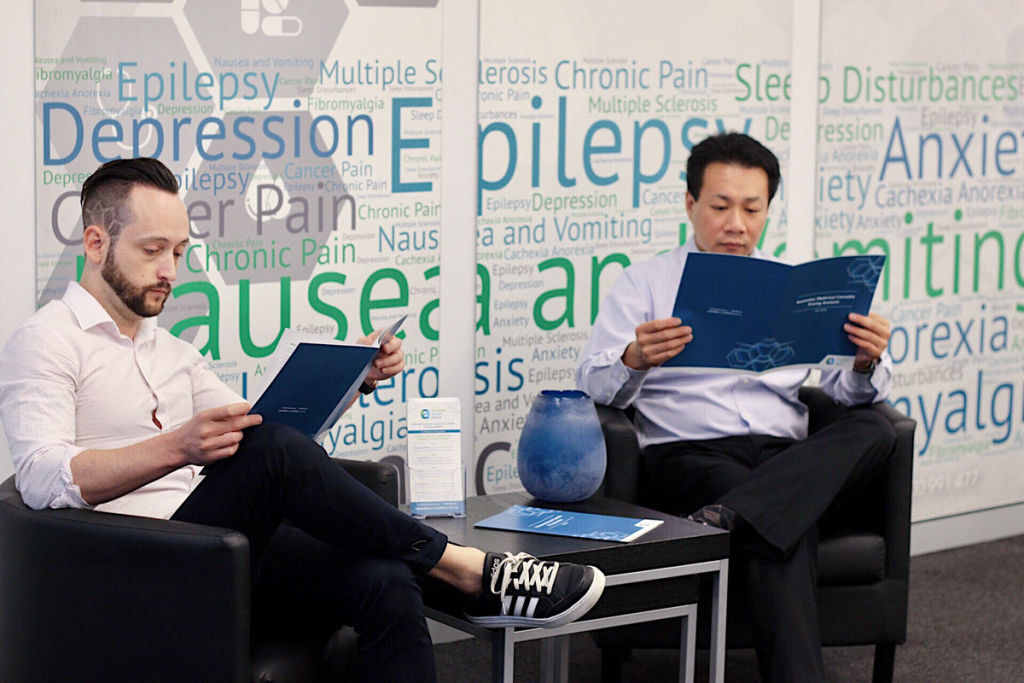 Patients at one of the medicinal cannabis clinics in Sydney, run by Southern Cannabis Holdings.