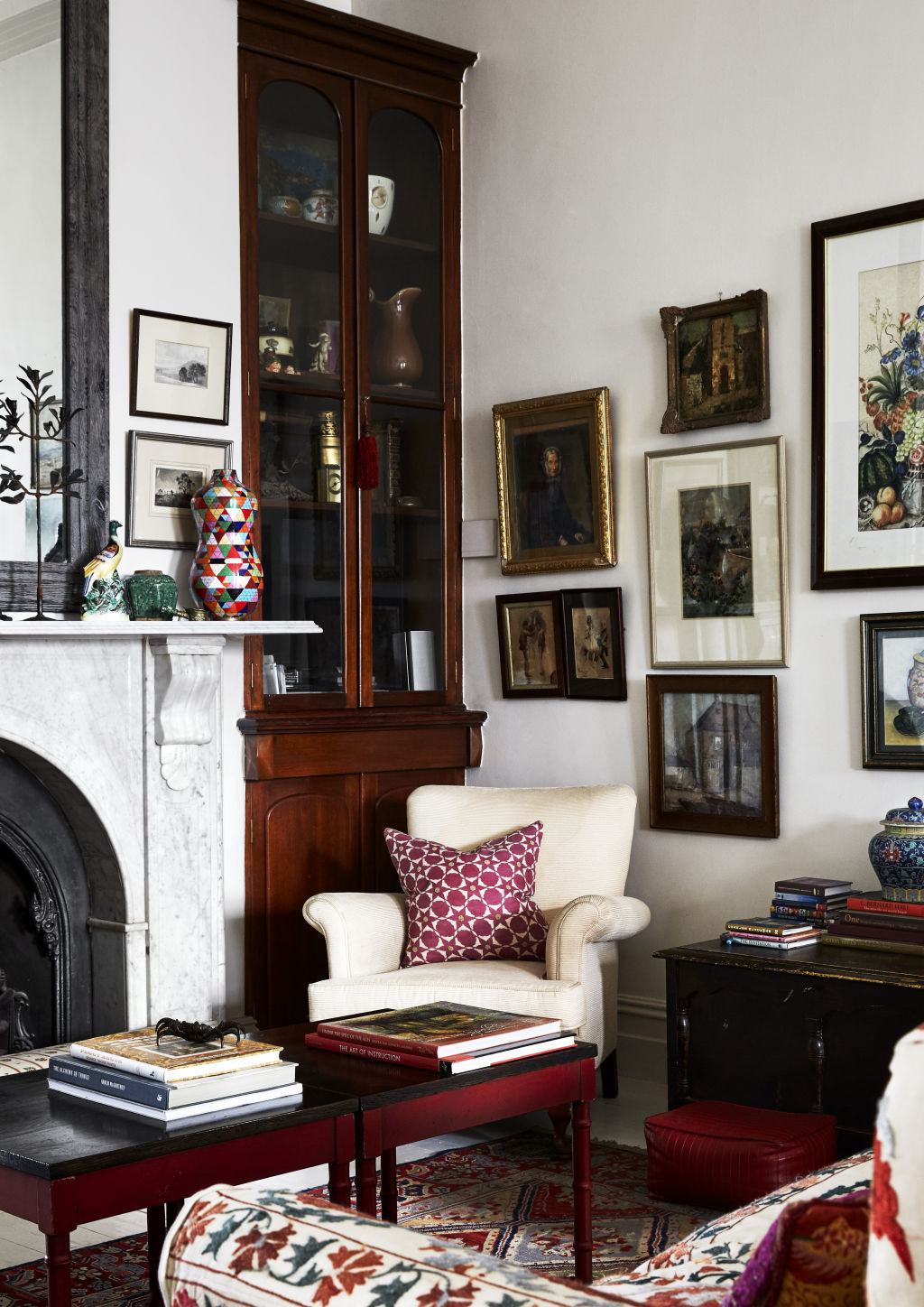 A corner of the sitting room. Vanderhurd cushion. Styling: Annie Portelli. Photo: Caitlin Mills