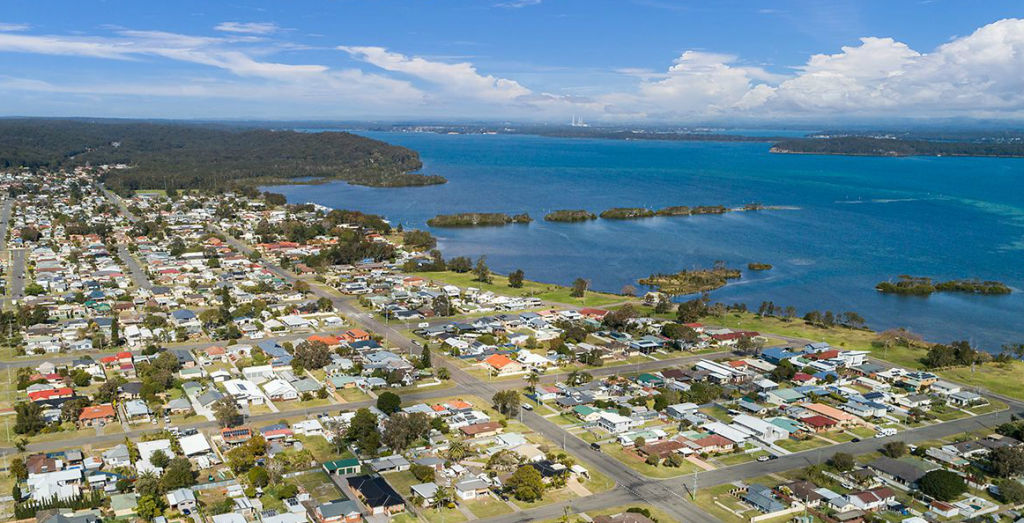 An aerial shot of Lake Macquarie.