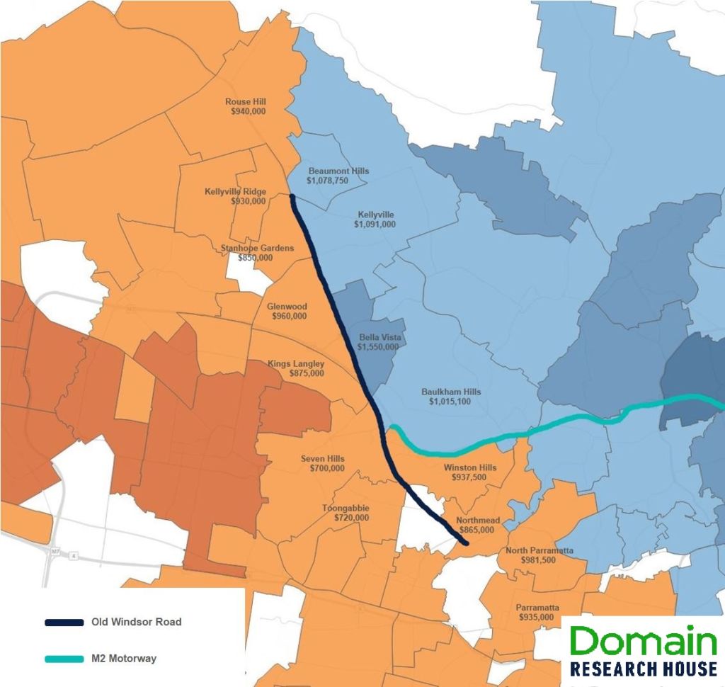 Heat map is based on median price of houses at June 2019, where at least 30 sale prices were observed over a 12 month period.