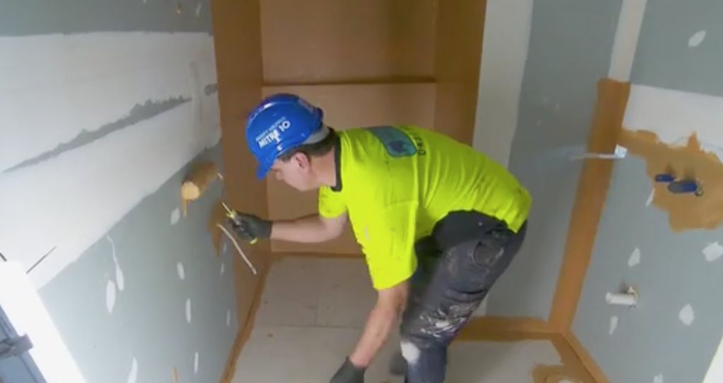 Waterproofing involves applying a membrane to walls and floors to prevent moisture ingress. Photo: Channel Nine