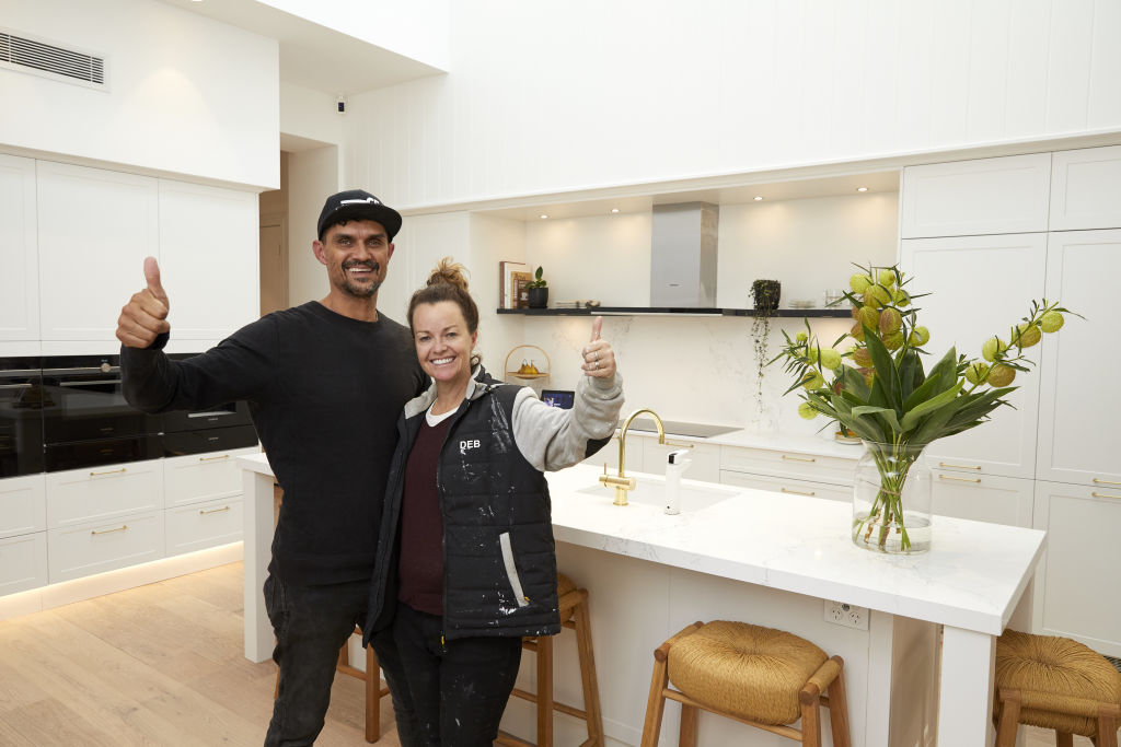 Deb and Andy took out the win with their beautiful kitchen. Photo: Channel Nine