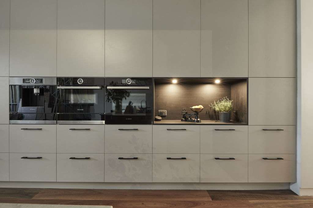 Matt and El'ise opted for a huge bank of drawers in their kitchen. Photo: Channel Nine