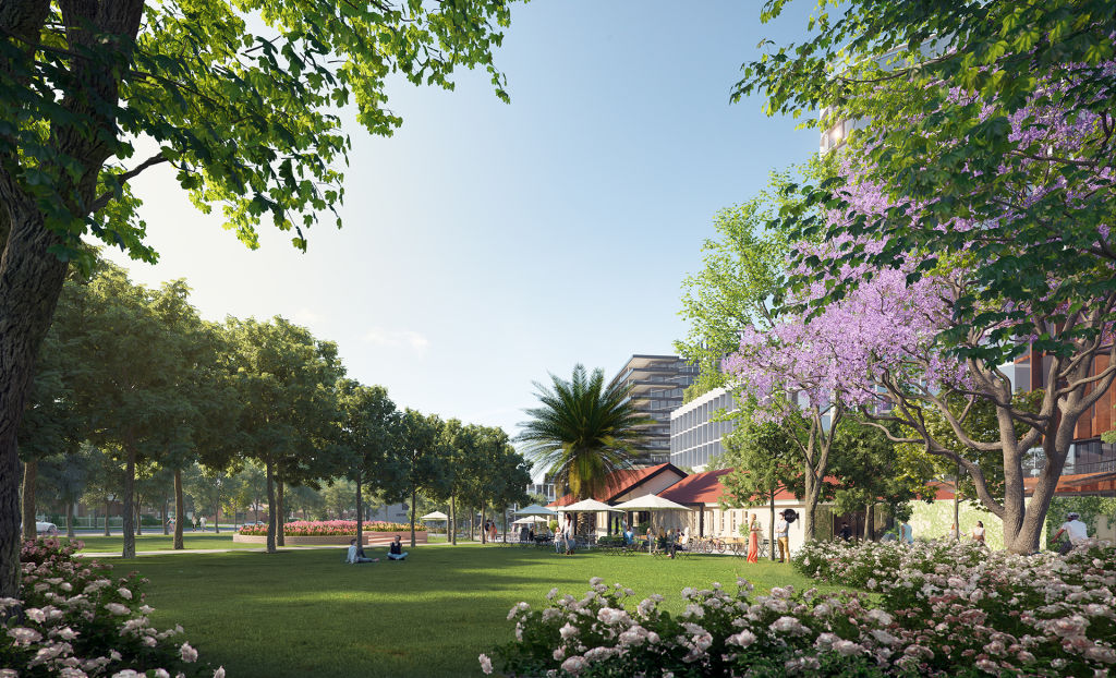 At least half of the Moonee Valley Park site will be dedicated to green space. Photo: Artist impression