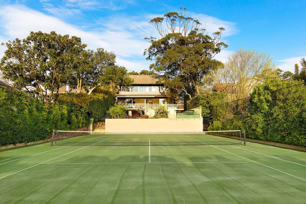 The 1750-square-metre property includes a rear tennis court. Photo: Supplied