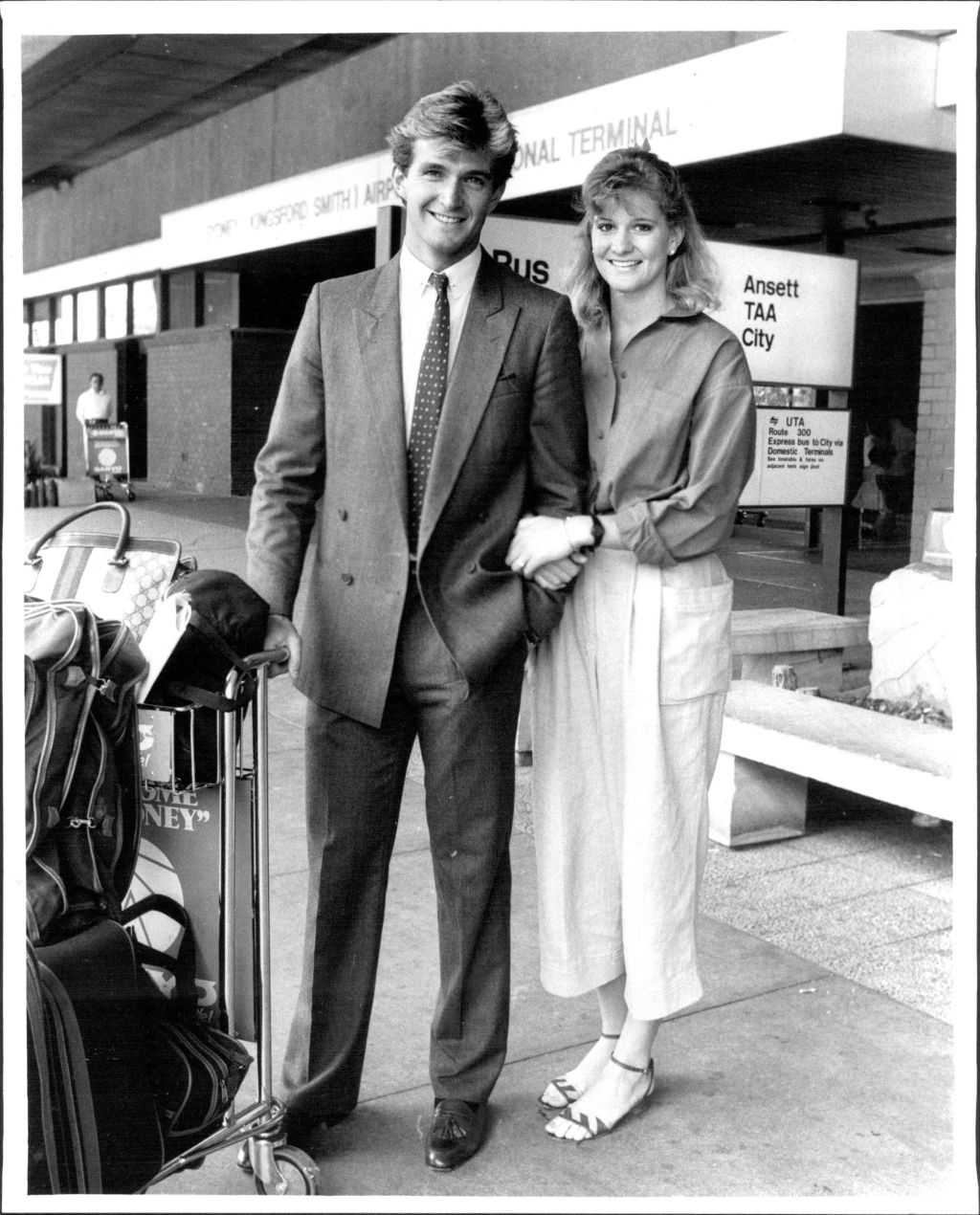 Australia's Bronze Medal winner Mark Kerry and his wife Lynda, pictured in 1984 after they returned to Sydney from the LA Olympic Games.  Photo: Antony Matheus Linsen