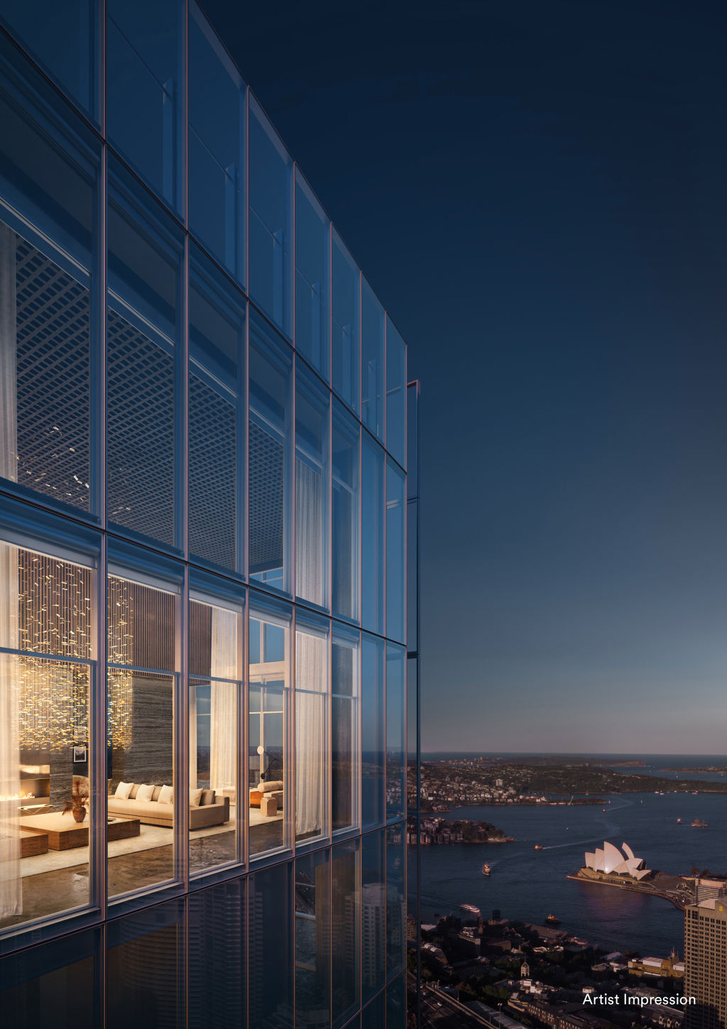 The penthouse features eight-metre-high ceilings. Photo: Lendlease