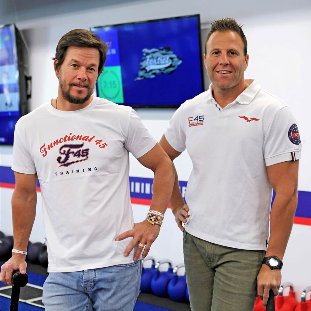 Rob Deutsch with Mark Wahlberg, who has bought into the F45 fitness franchise. Photo: Supplied