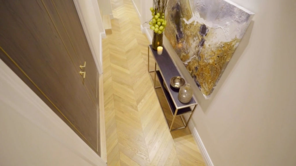 Handlaid chevron flooring comes up a treat (but cleaning it when you spill wine from the cellar nearby on it is sure to be painful.) Photo: Channel Nine
