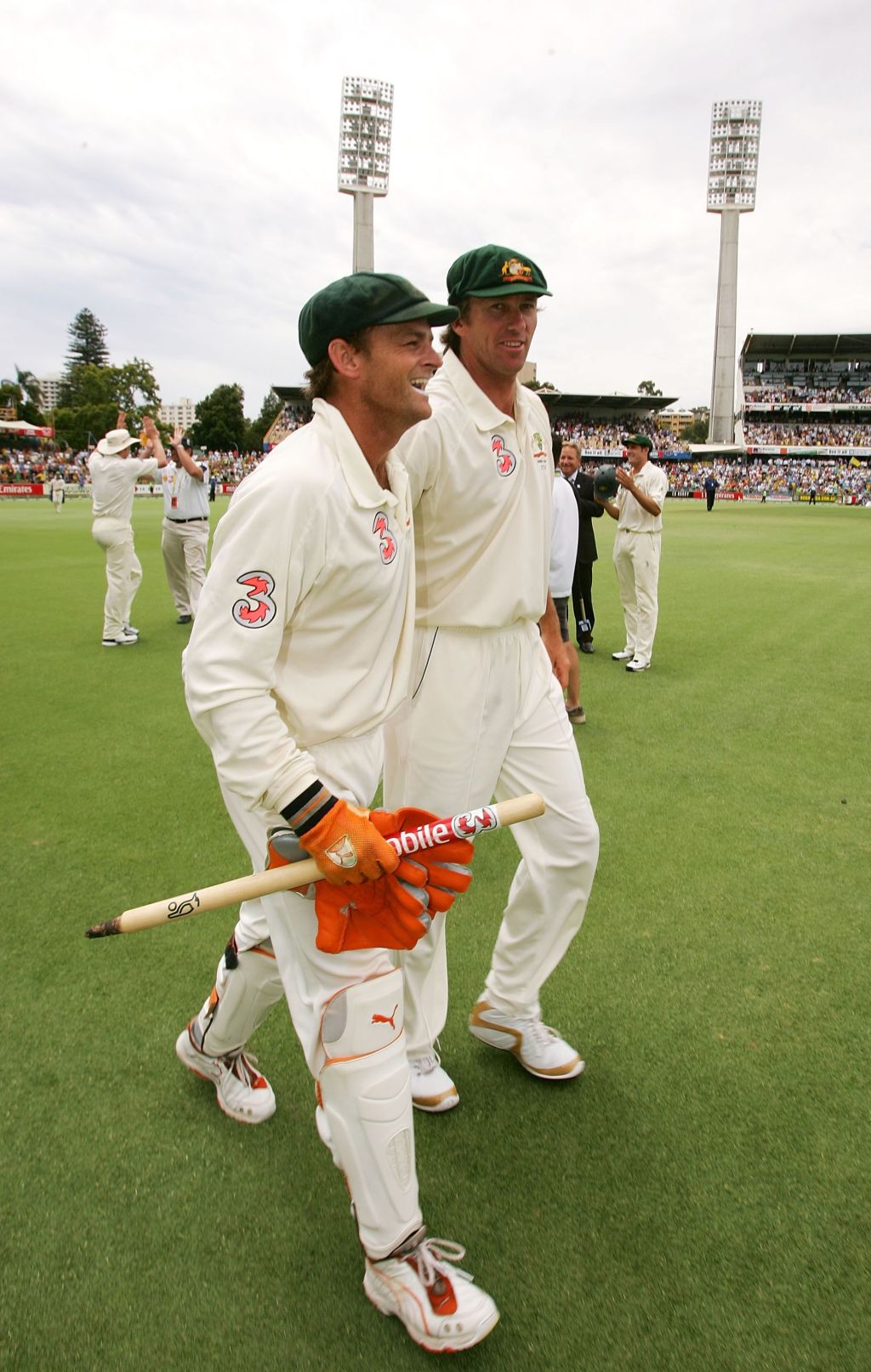Adam Gilchrist after the third Ashes test in 2006, playing in his hometown of Perth and making history with a 57-ball century. Photo: Hamish Blair/Getty Images