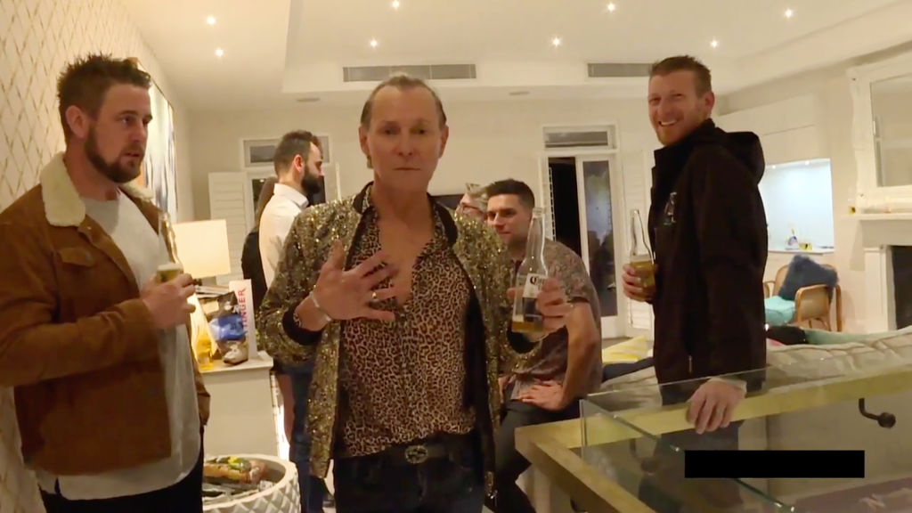 The drinks gave Mitch the perfect opportunity to wear this fabulous shirt/jacket combo. Photo: Channel Nine