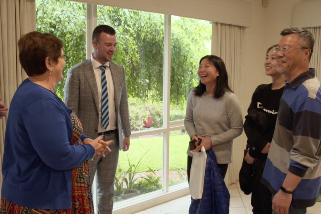 Shelley meets the new owners of her home. Photo: Your Domain