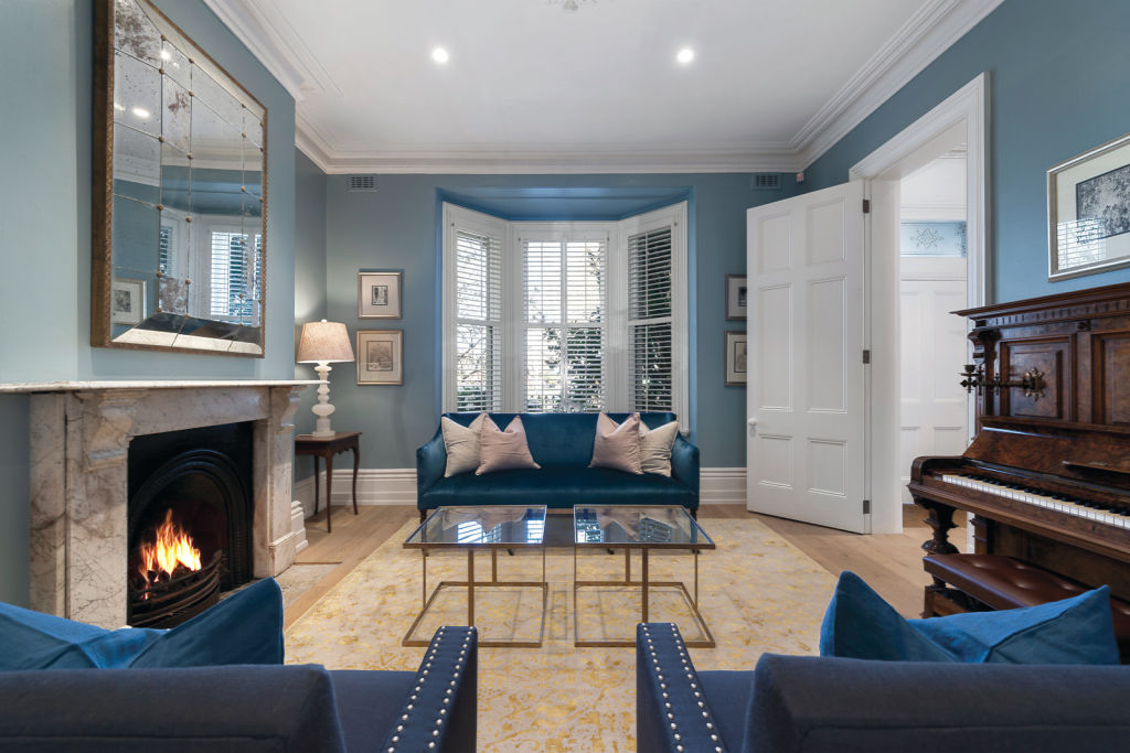 The residence features marble open fireplaces. Photo: Marshall White