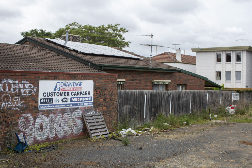 Ms Lane's solar panels, as seen from the development site. Photo: Stephen McKenzie