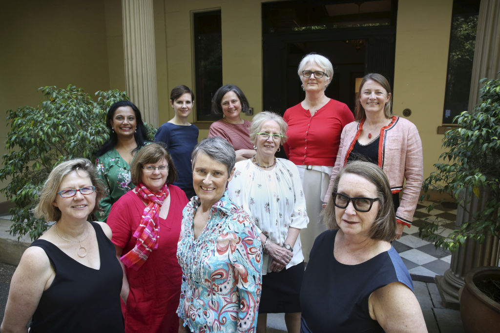 At front L to R: Kathlyn Loseby, Catherine Townsend, Deborah Dearing. Middle row L to R: Angela Pillai, Kerry London, Agi Sterling. Back row L to R: Kate Concannon, Ursa Komac, Kate Doyle and Laura Cockburn. Photo: James Alcock