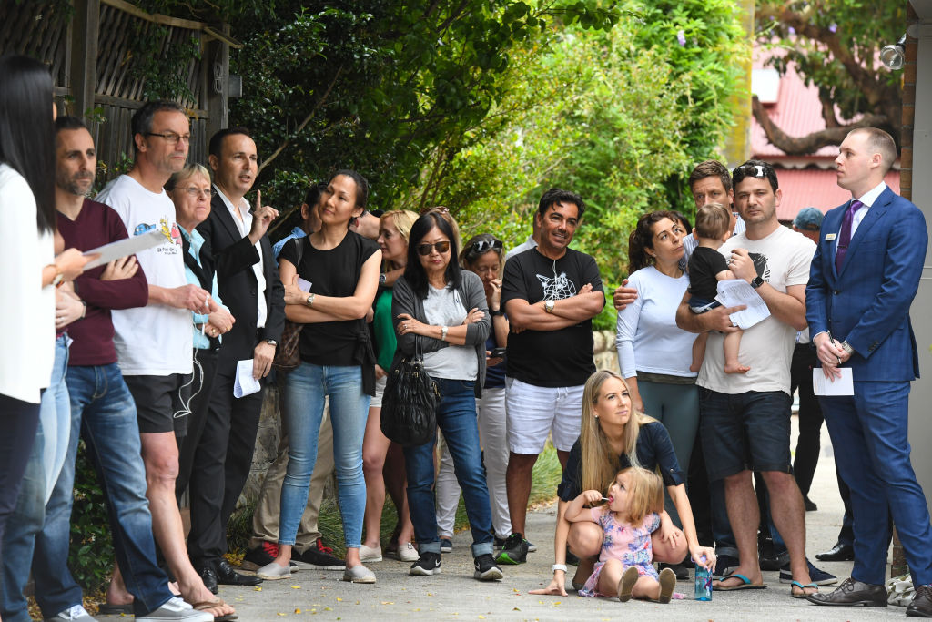 About two dozen people turned out for the auction of the Hunters Hill property. Photo: Peter Rae