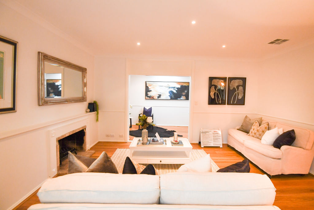 The living room of the four-bedroom townhouse. Photo: Peter Rae
