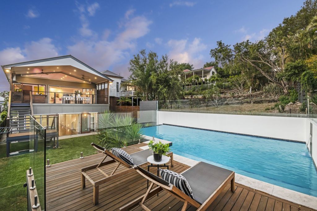 The view from the pool at the Warmington Street residence, looking back towards the covered deck. Photo: Supplied