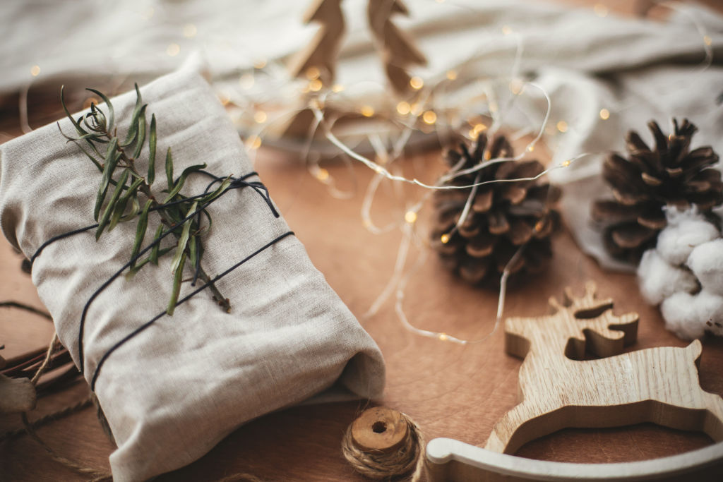 One way of reducing plastic could be gift wrapping in linen fabric or repurposed clothes. Photo: iStock