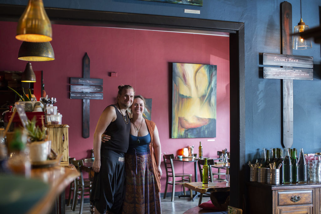 Daniel Rigos and Shakti Iyer in their cafe, Nevedya.  Photo: Stephen McKenzie