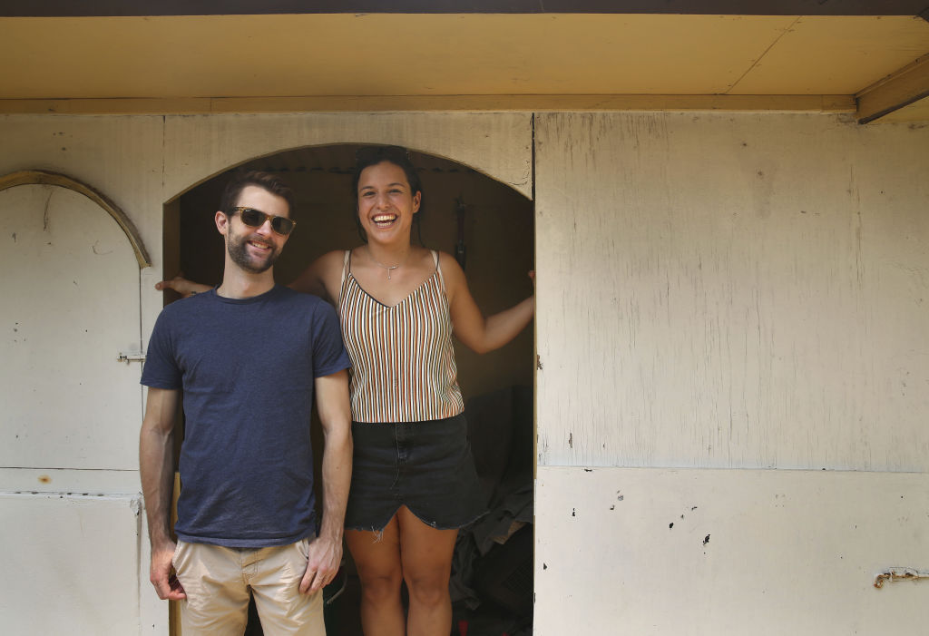Sophie Ray and Josh Smith at their rental in Stanmore. Photo: James Alcock