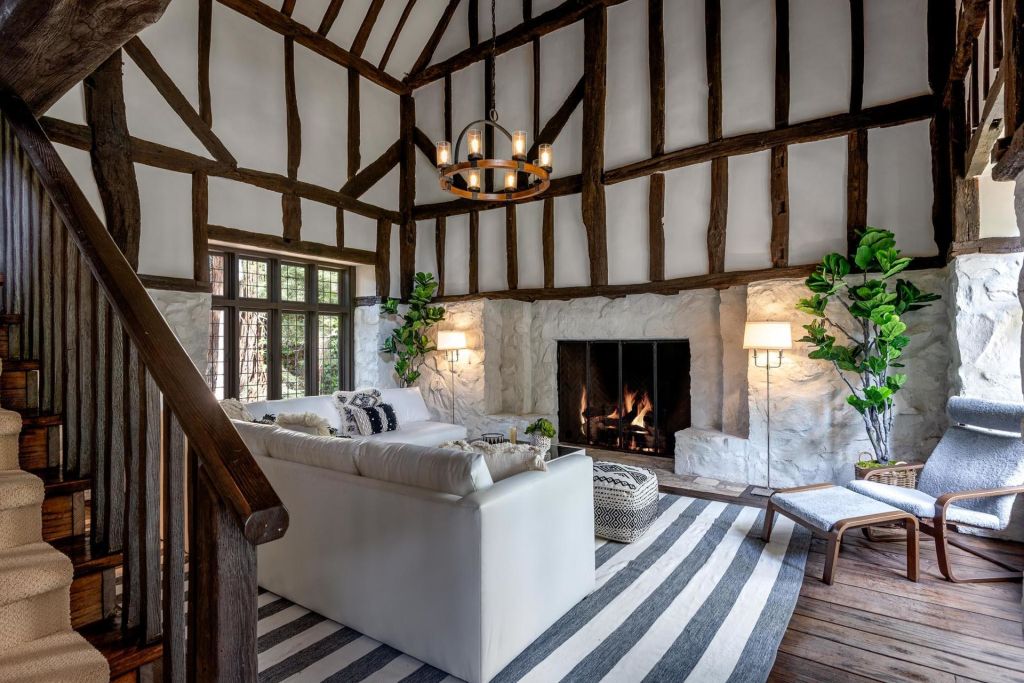 Ellen DeGeneres and Portia de Rossi flipped this Tudor home in Montecito in 2020. The new owner is singer Ariana Grande. Photo: Movoto.com
