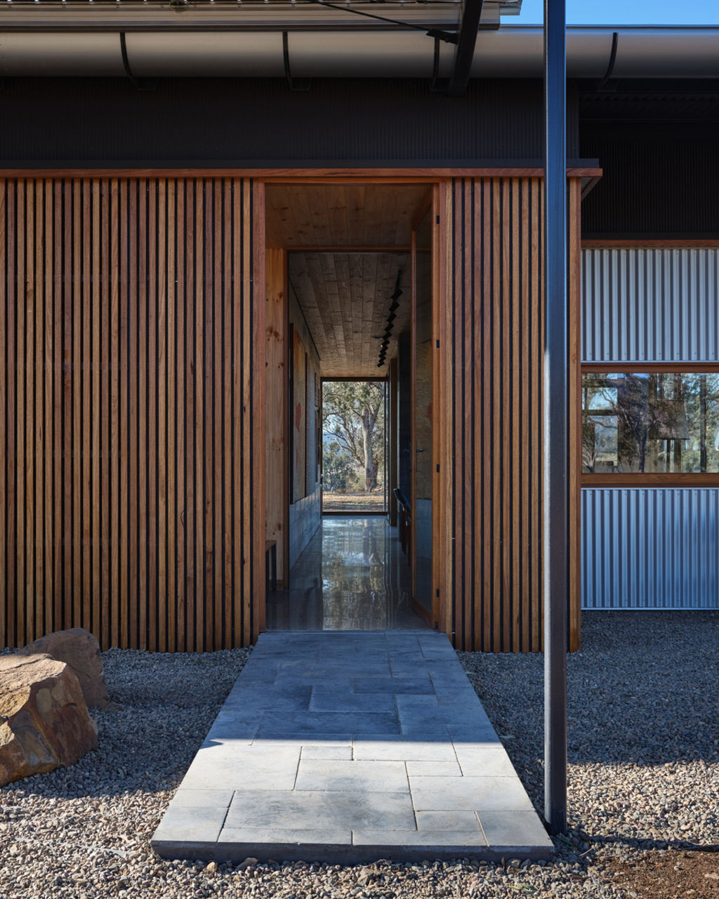 Behind these attractive battened walls is the house's engine room. Photo: Barton Taylor