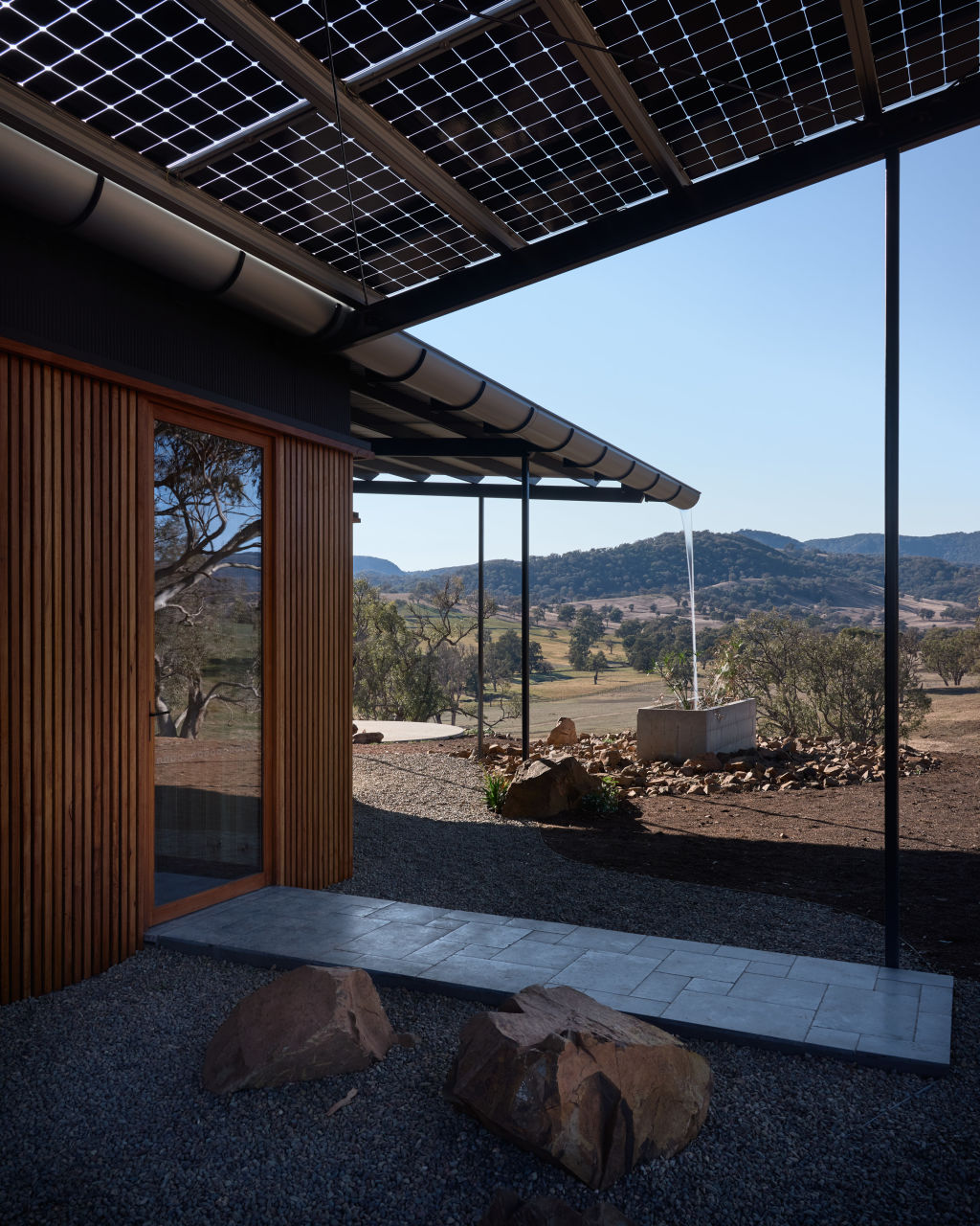 Solar panels that work on two faces form a unique roof. Photo: Barton Taylor