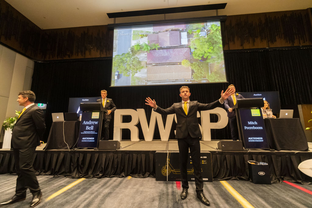 Ray White Surfers Paradise agents in action. Photo: Glenn Hunt