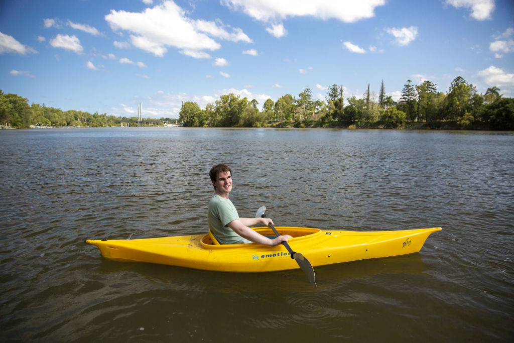 Stuart went on to commute via paddle power to the University of Queensland every day for five years. Photo: Tammy Law