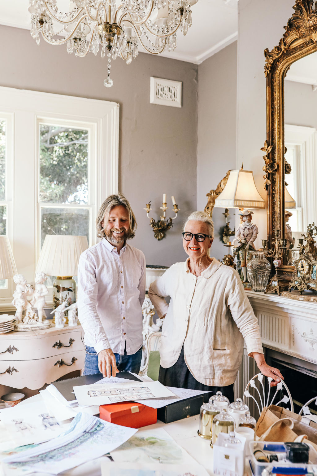 Maureen Gardner with artist Grant Cowan at Green House, Moss Vale. Photo: Supplied