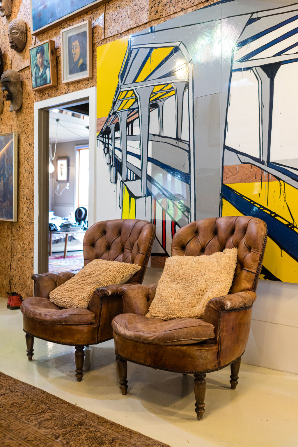 Brown leather chairs. Photo: Greg Briggs