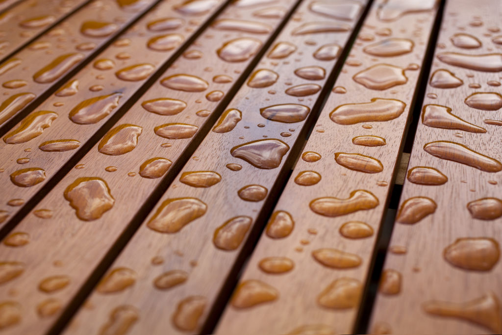 If water beads on a deck, it's sealed. If it's absorbed by the timber, it needs refinishing. Photo: iStock