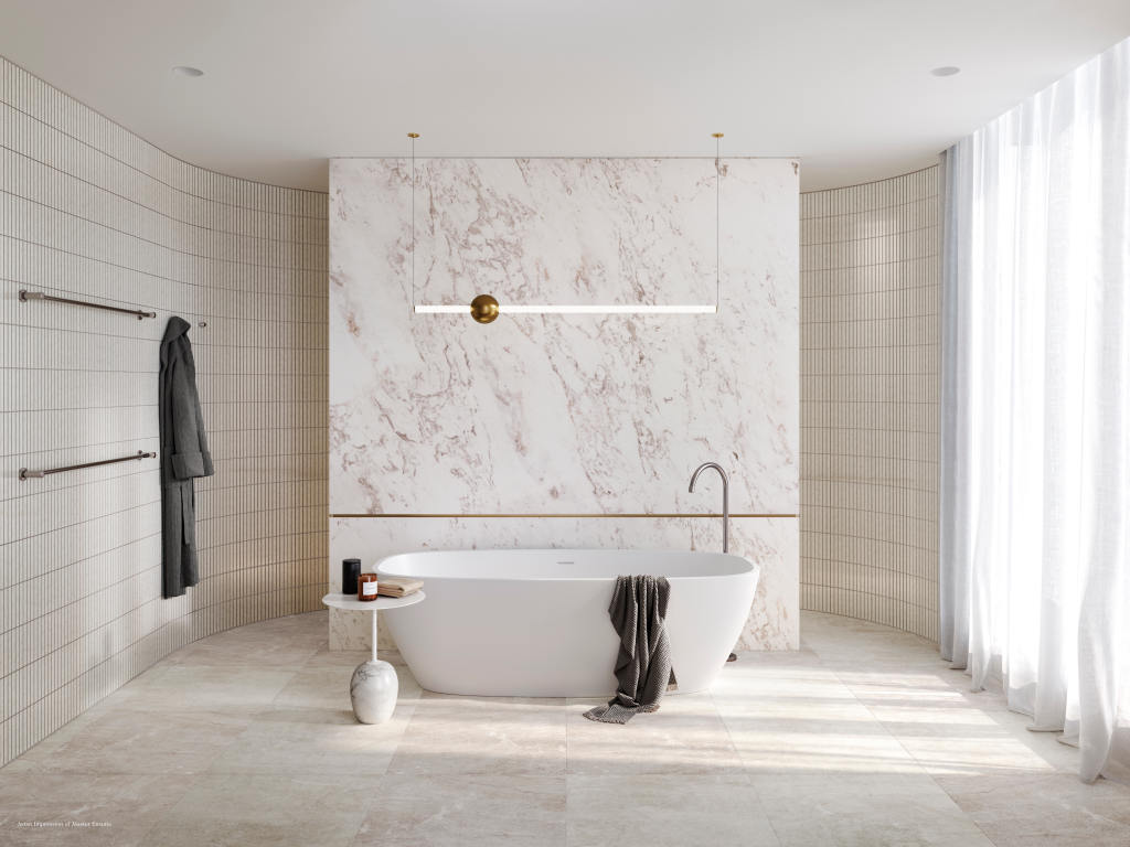 Each residence comes with a luxurious free-standing bath. Render: Natura / Spyre Group Photo: Spyre Group