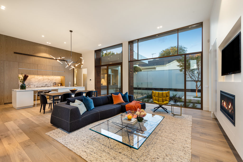 The spacious kitchen, dining and living area. Photo: Kay &amp; Burton.