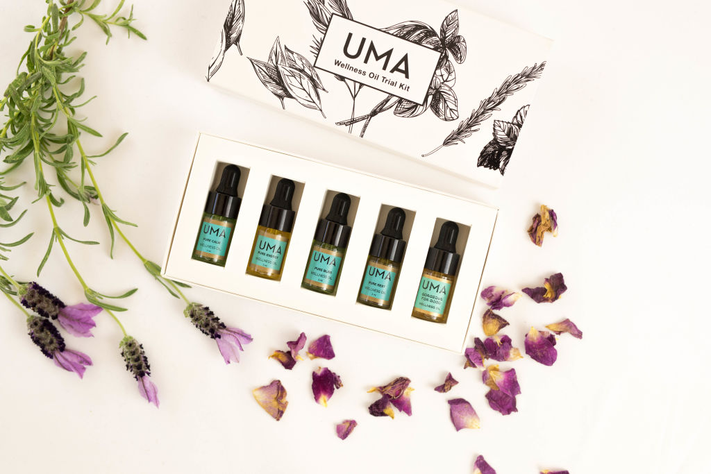 The wellness trial kit is a lesson in how to relax and soak up some unwinding hours alone with the healing properties of ayurvedic oils. Photo: Uma Oils