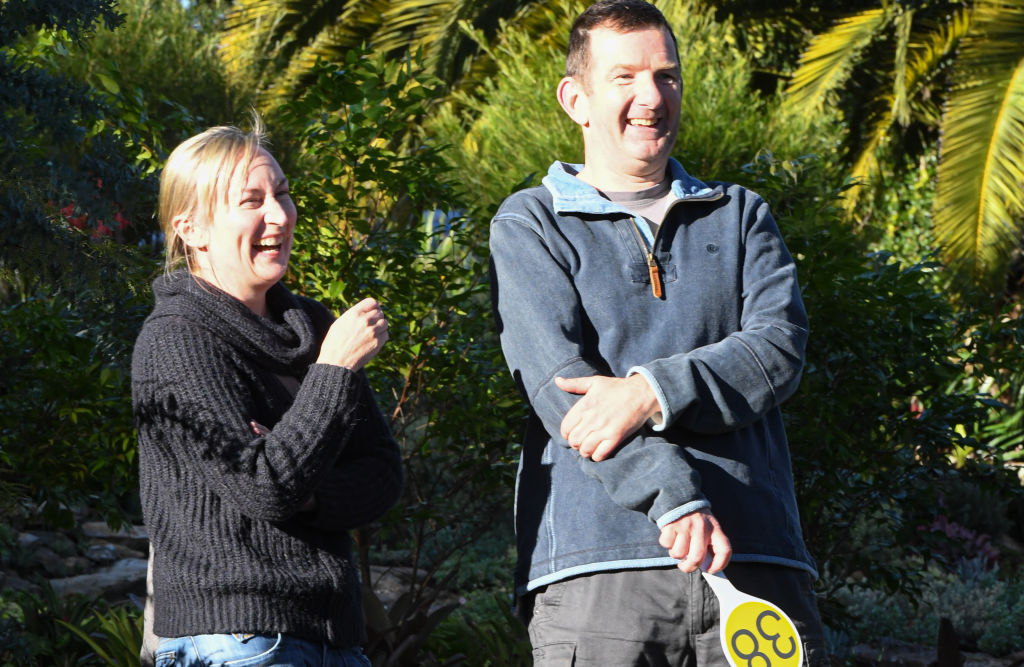 Happy buyers Fiona and Michael. Photo: Peter Rae