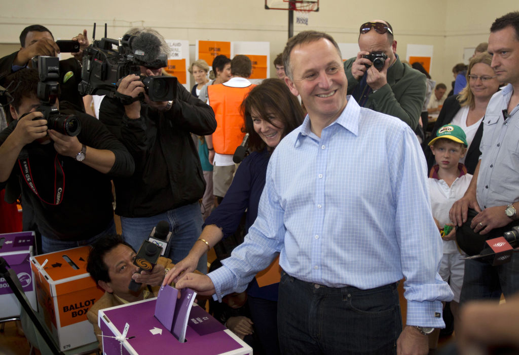 Sir John Key and his wife Lady Bronagh casting their vote in New Zealand's 2011 election.