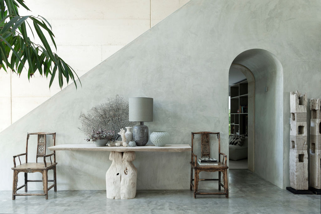 'The lamp with terrazzo base and fan coral are vintage finds from India and Indonesia.' Photo: Jody D'Arcy