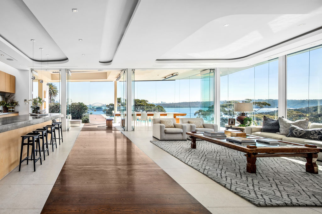 The home offers panoramic views of the harbour.