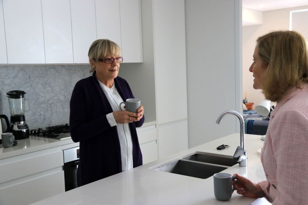 Ita Flynn and Willoughby City Council mayor Gail Giles-Gidney at the new Chatswood development.