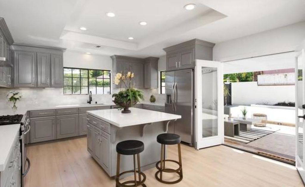 The kitchen opens out to a patio. Photo: Realtor.com