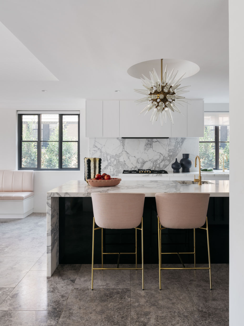 Statement lights illuminate the space. Photo: Felix Forest