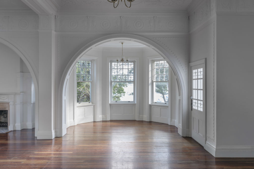 The original double living room at Elaine has been saved, and incorporated into the new residence.