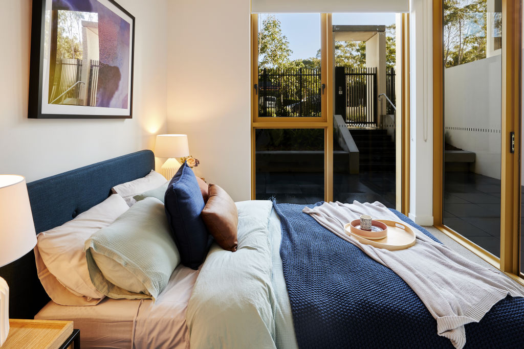 A bedroom at LIV Indigo, a new community designed specifically for renters. Photo: Supplied