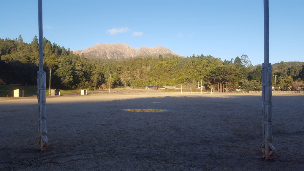 The gravel oval in Queenstown with Mount Owen in the background. Photo: Rebecca Lay