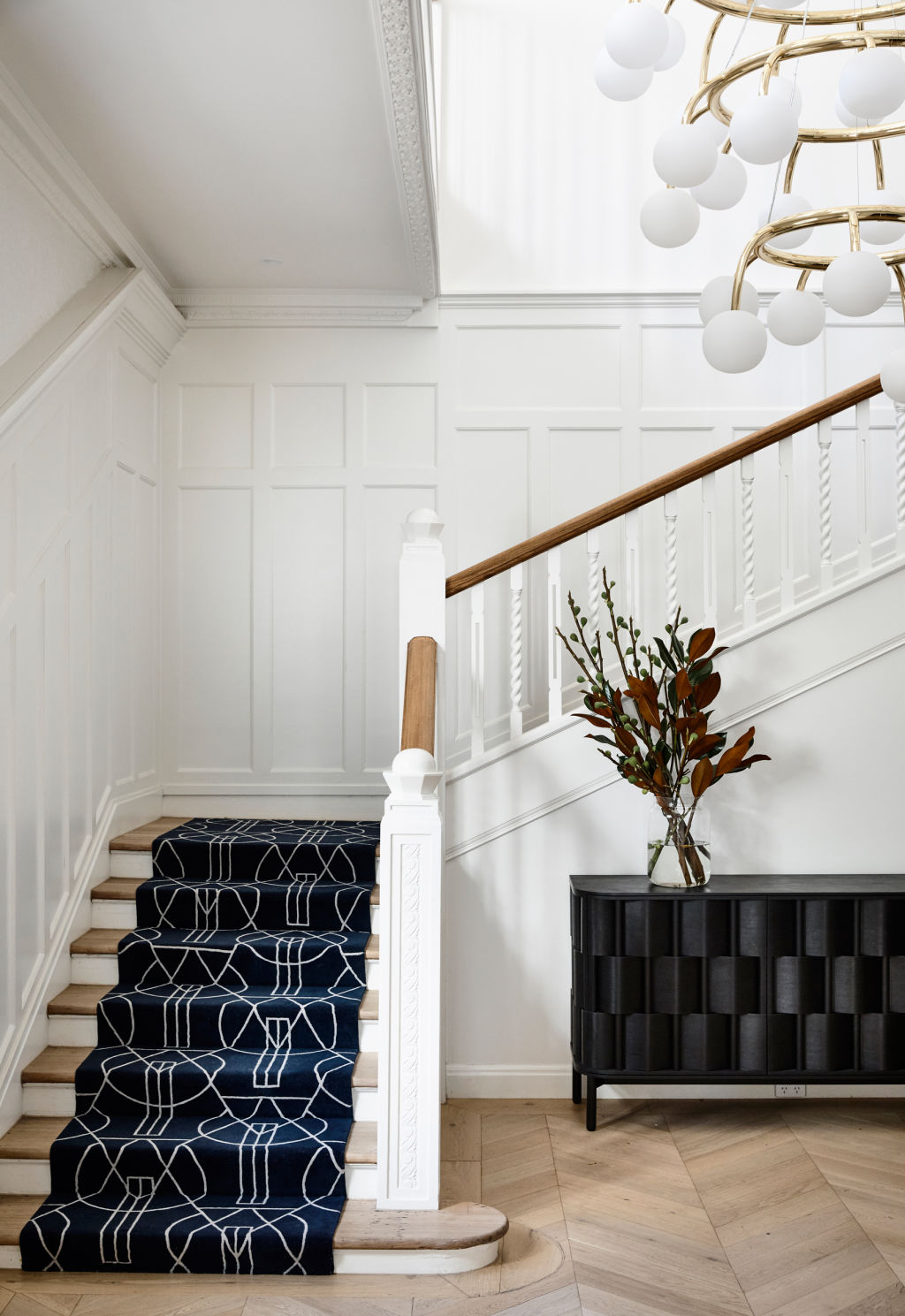 The entryway is a showstopper at the Elwood residence. Photo: Derek Swalwell.