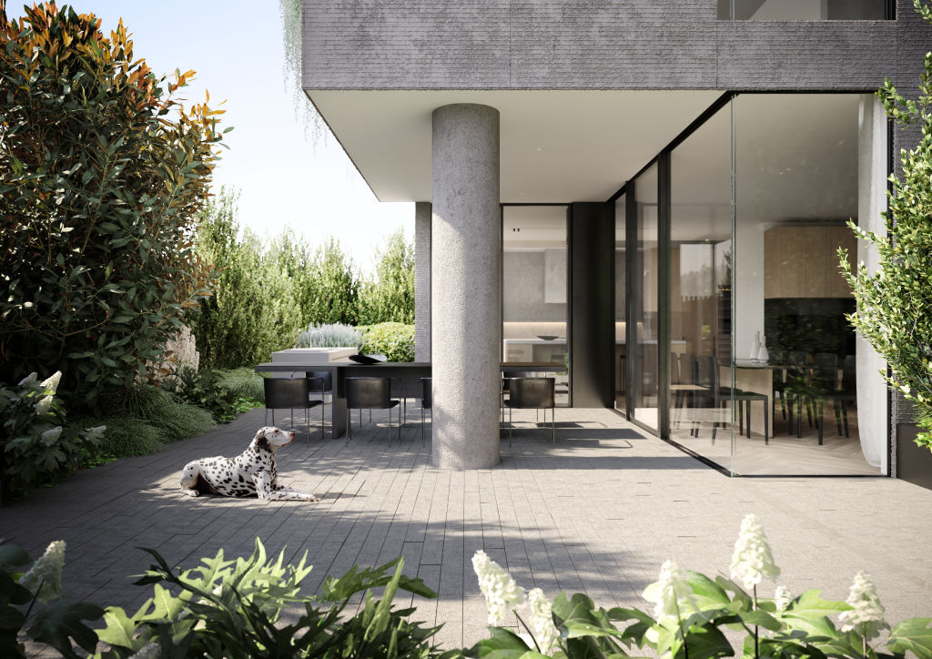 A spacious courtyard in The International development. Photo: Supplied