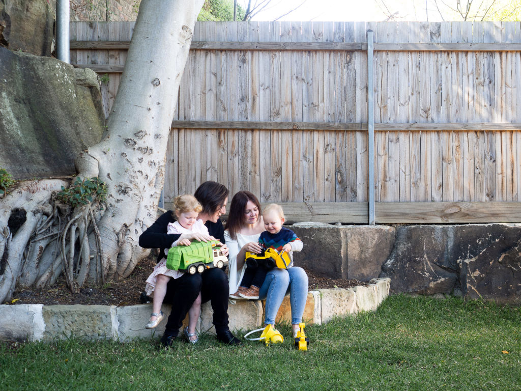 Natalie and Ricky Kradolfer with their children Audrey, 3, and Ralph, 20 months. Photo: Supplied